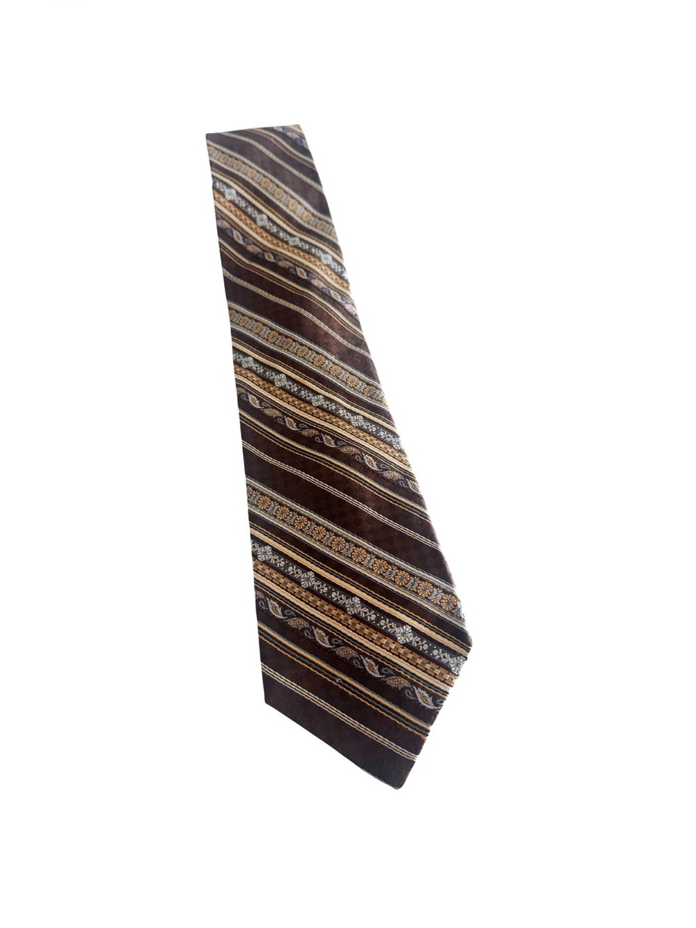 GIVENCHY Brown Floral/Striped Patten Tie EUC